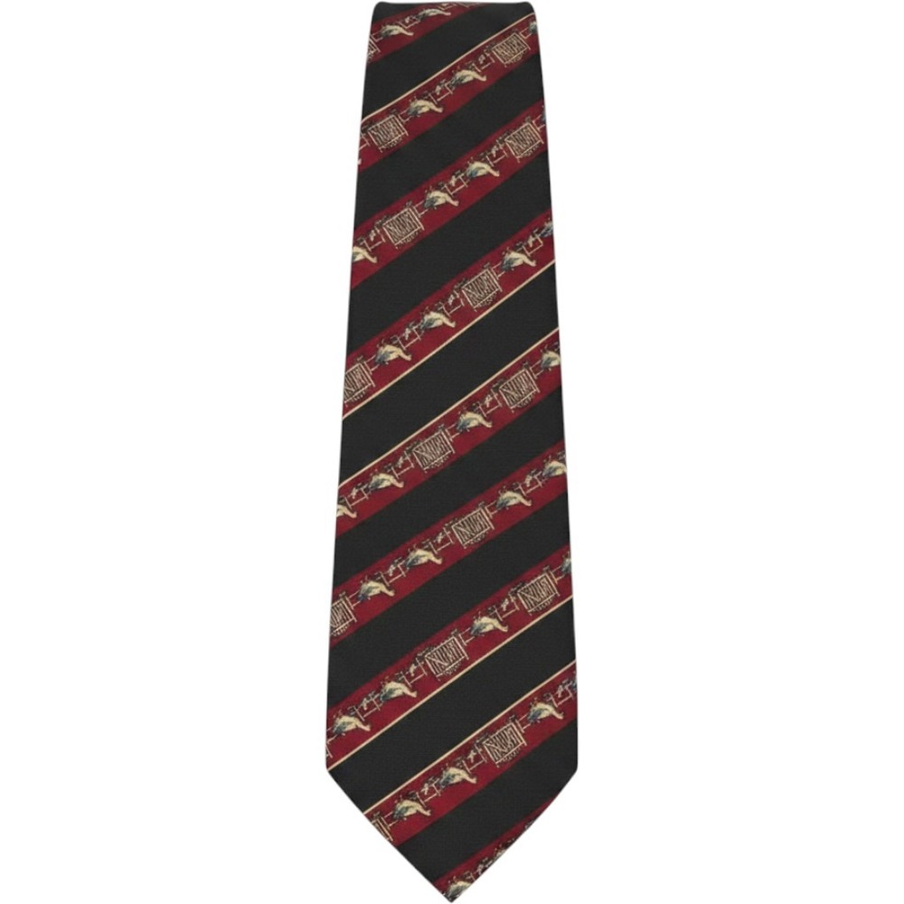 Rene Chagal Italian Design Mens Duck Farm Gate Striped Tie Black Red Novelty